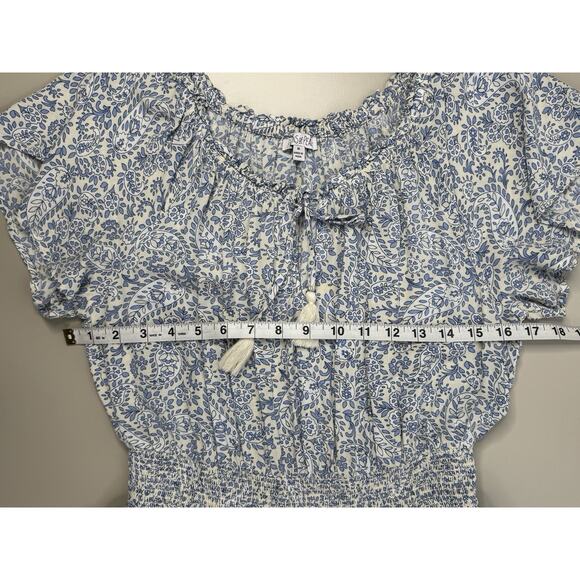 Patrons Of Peace Women Dress M Blue Paisley Tiered Midi Peasant Boho Cottagecore - Picture 11 of 16